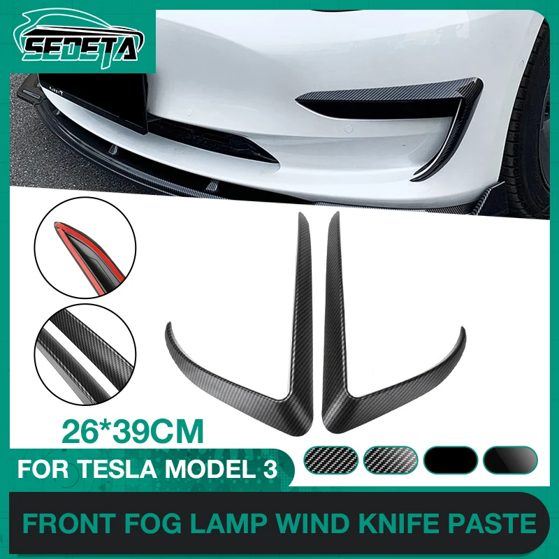 

Front Fender Aileron Simulation Air Outlet Spoiler Carbon Fiber Dust Cover DIY Fashion Modification Sticker For Tesla Model 3