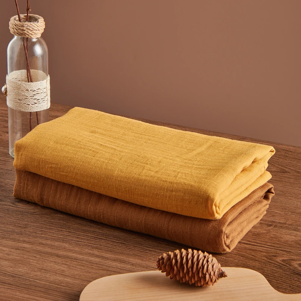 Kangobaby #Old Time# Hot Sale 2pcs Set Plain Color Multi-Functional Muslin Swaddle Blanket