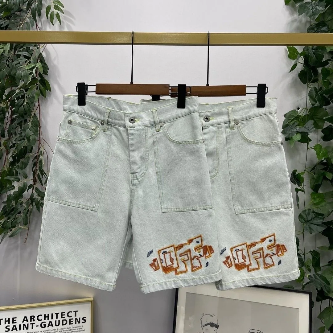 

2023ss summer new men and women couples embroidered letters denim shorts casual and comfortable
