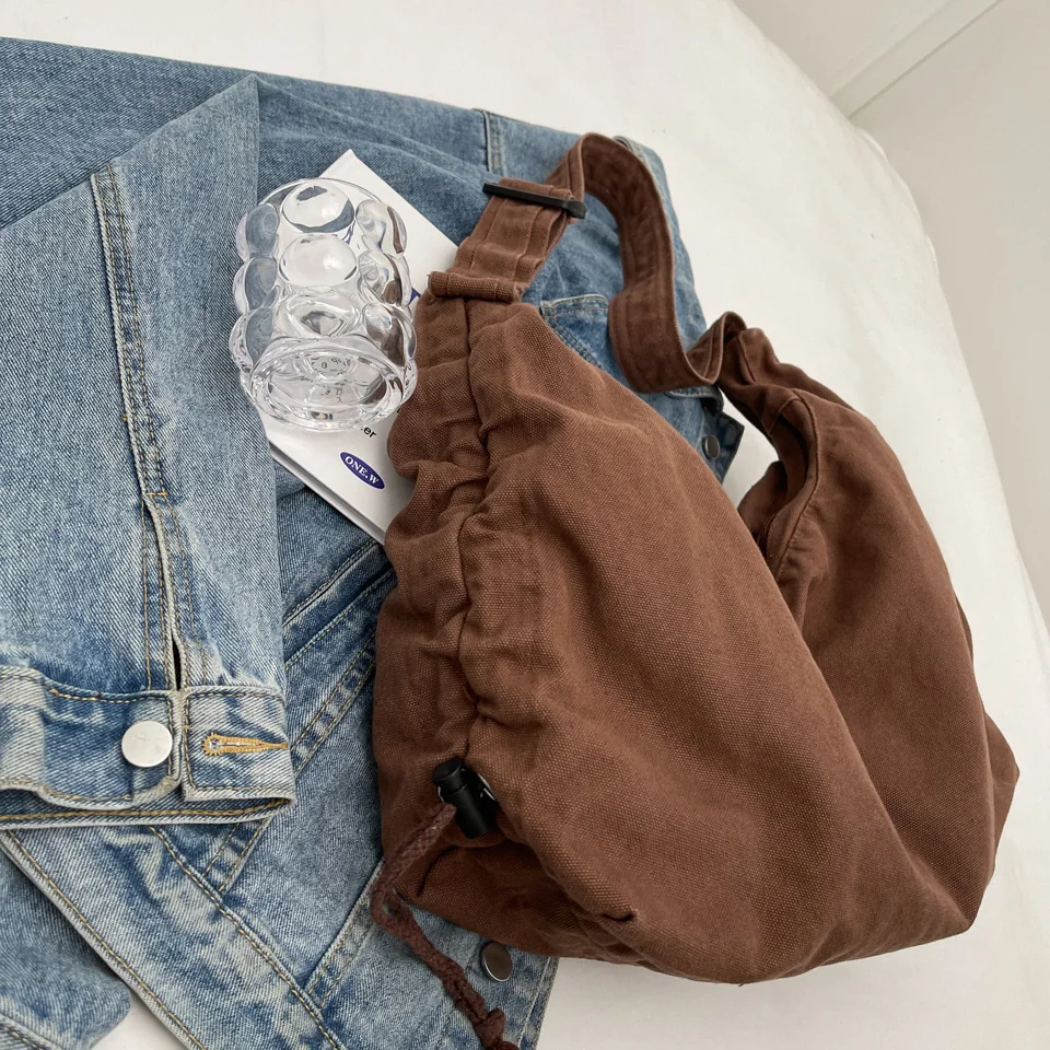 Повседневные холщовые школьные сумки через плечо для женщин вместительная