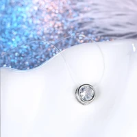 fashion cubic zirconia pendant necklace invisible fishing line crystal necklace for women party jewelry