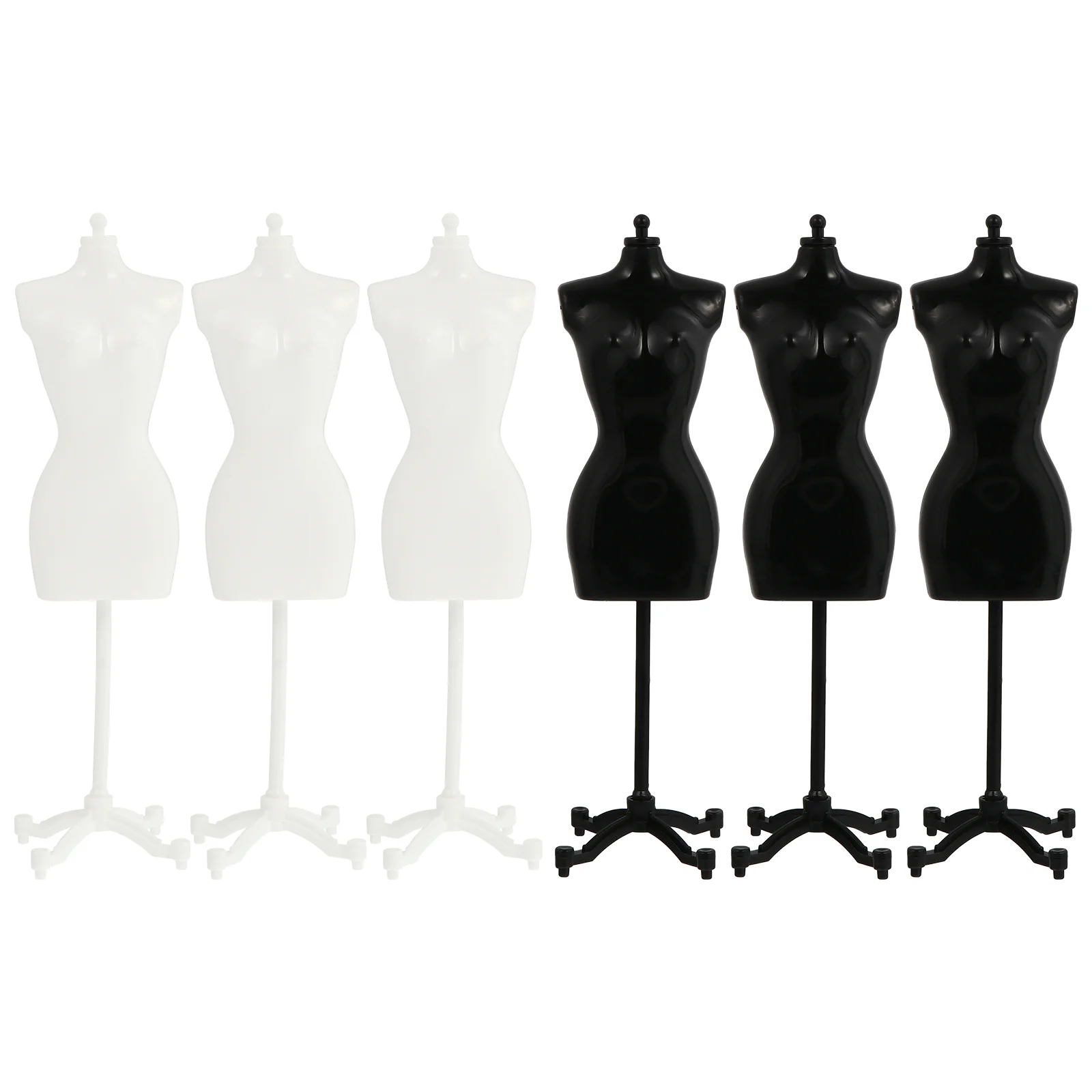 

6 PCS Gown Stand Dress Form Display Holder Mini Action Figures Mannequin Model Shirtwaist Dresses Toy