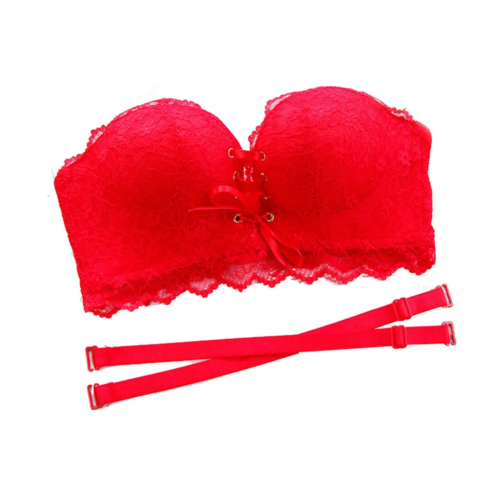 

Женский кружевной бюстгальтер пуш-ап без бретелек, с завязками