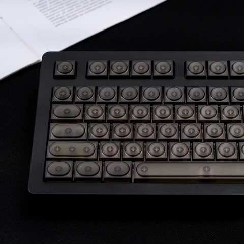 KBDiy Черные прозрачные клавиши PBT для механических клавиатур 115 шт