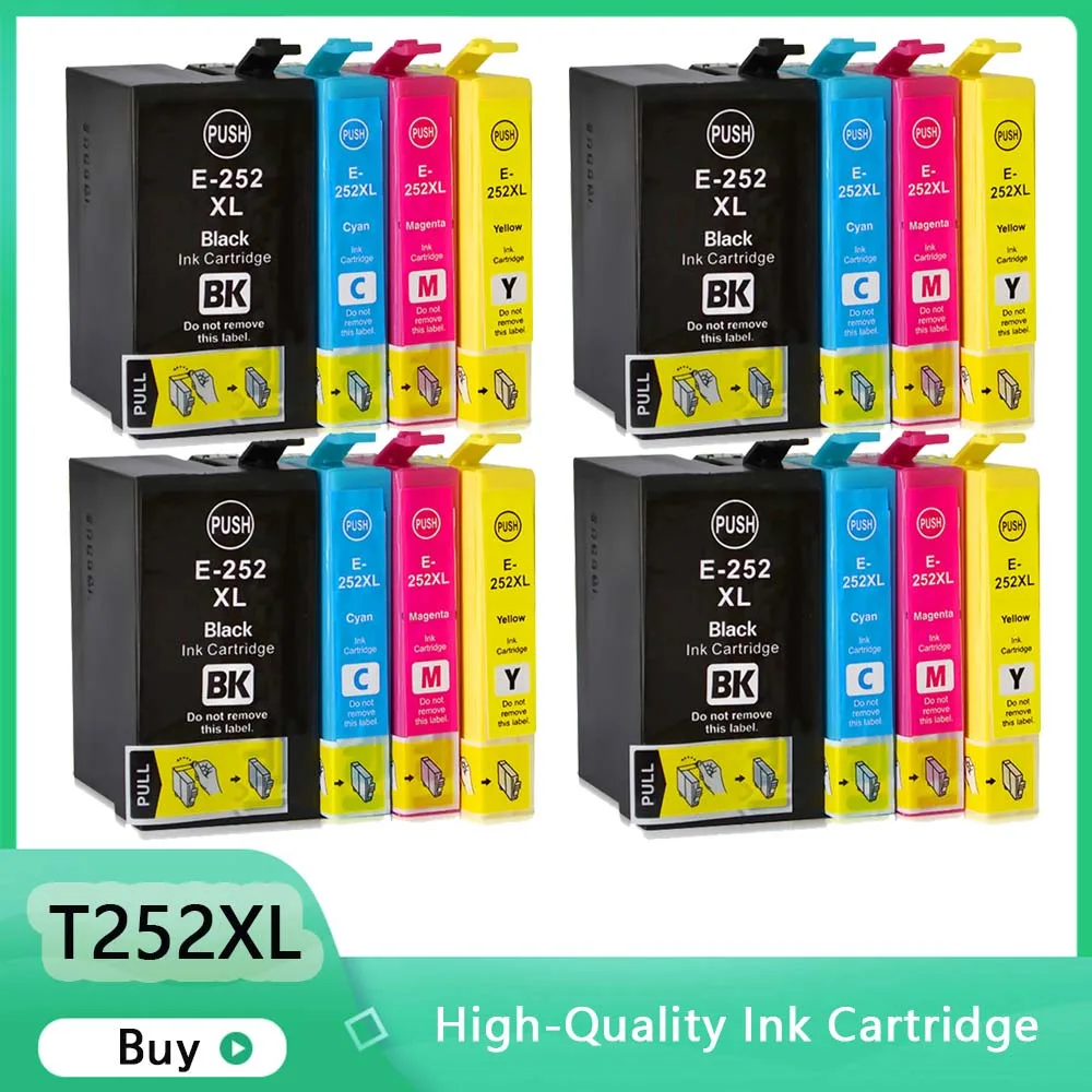

Compatible 252XL Ink Cartridge T252XL E-252XL 252 XL For Epson WorkForce WF-3620 3640 7110 7210 7610 7620 7710 7720 Printer