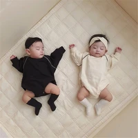 2022 spring new baby long sleeve casual bodysuit solid infant loose casual jumpsuit cotton cute newborn toddler clothes 0 24m