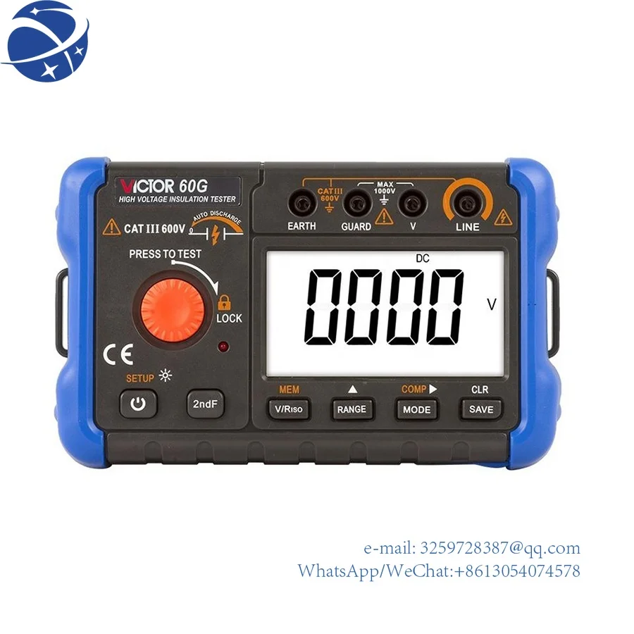 

VICTOR 60G User-friendly 2500V 50G Ohm Megger Tester 100 Data Store PI DAR Digital Insulation Resistance Tester