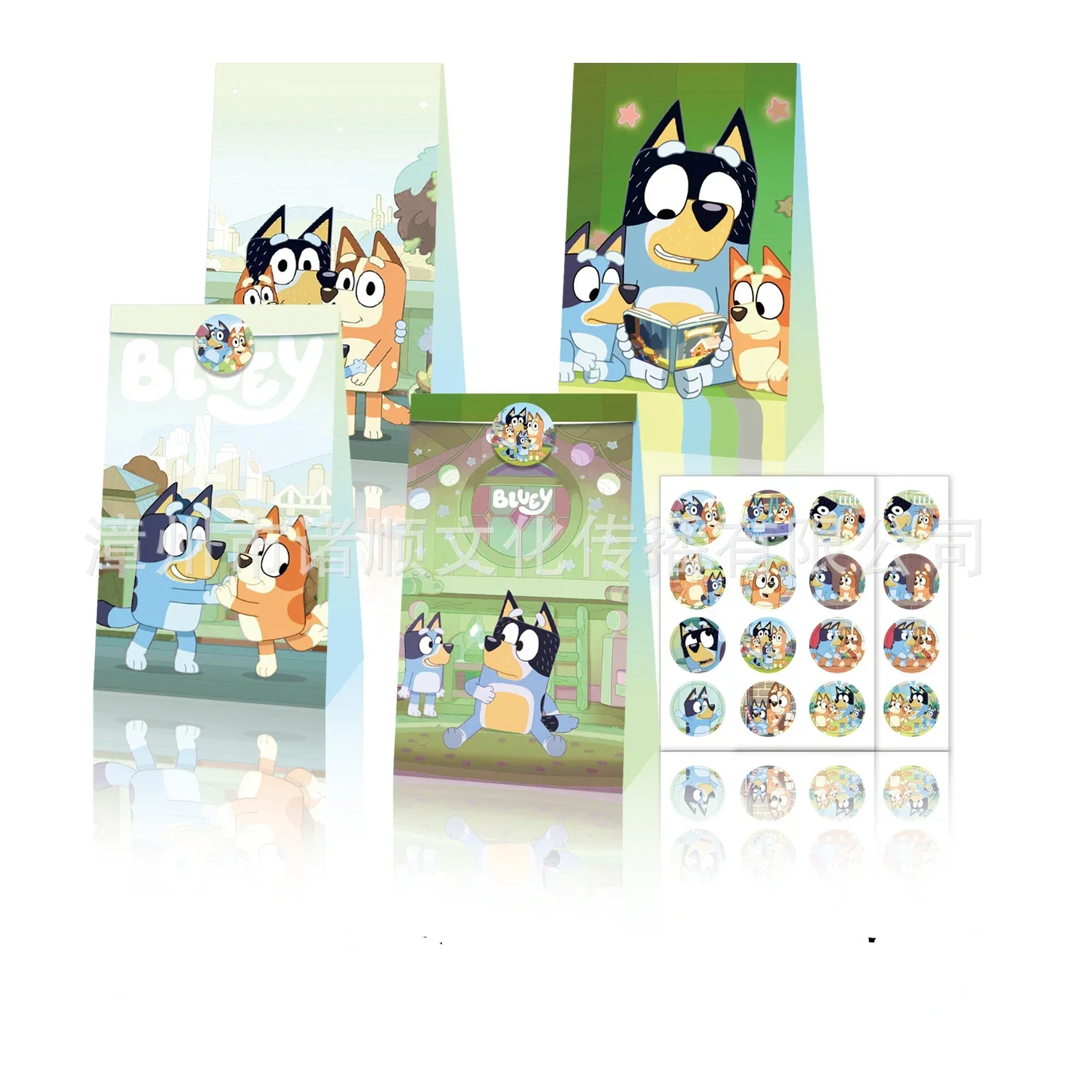 12pcs Bluey Dog Gift Bags Anime Bingoes Kids Birthday Biscuit Stroage Blue Paper Candy Packaging Party Supplies