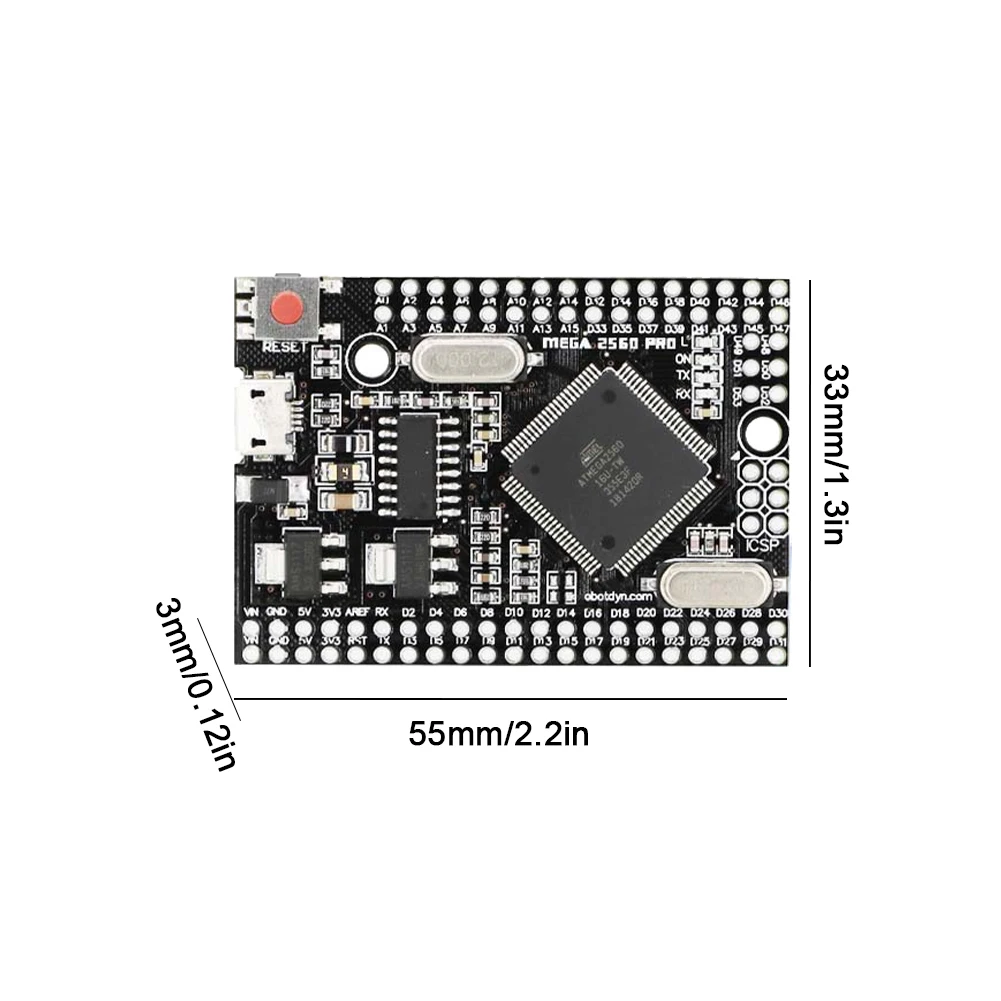 Плата Mega2560 Pro Mini 5 В 16 МГц с штекерными разъемами встраиваемая CH340G ATmega2560-16AU