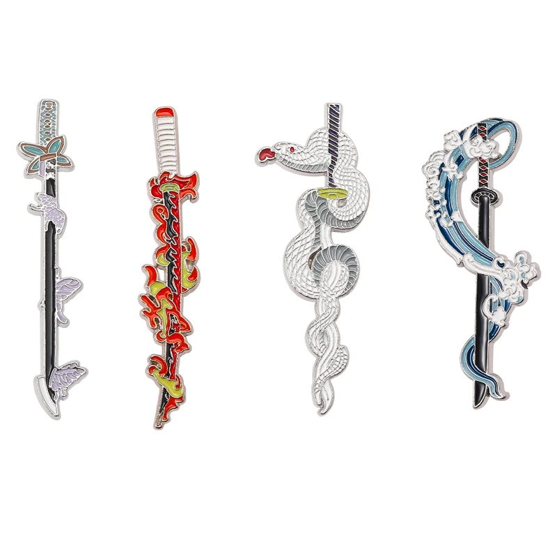 

Demon Slayer Enamel Pins Metal Brooch Pins Anime Japanese Sword Badge Brooches Lapel Pin Jewelry Gift For Women Men Wholesale