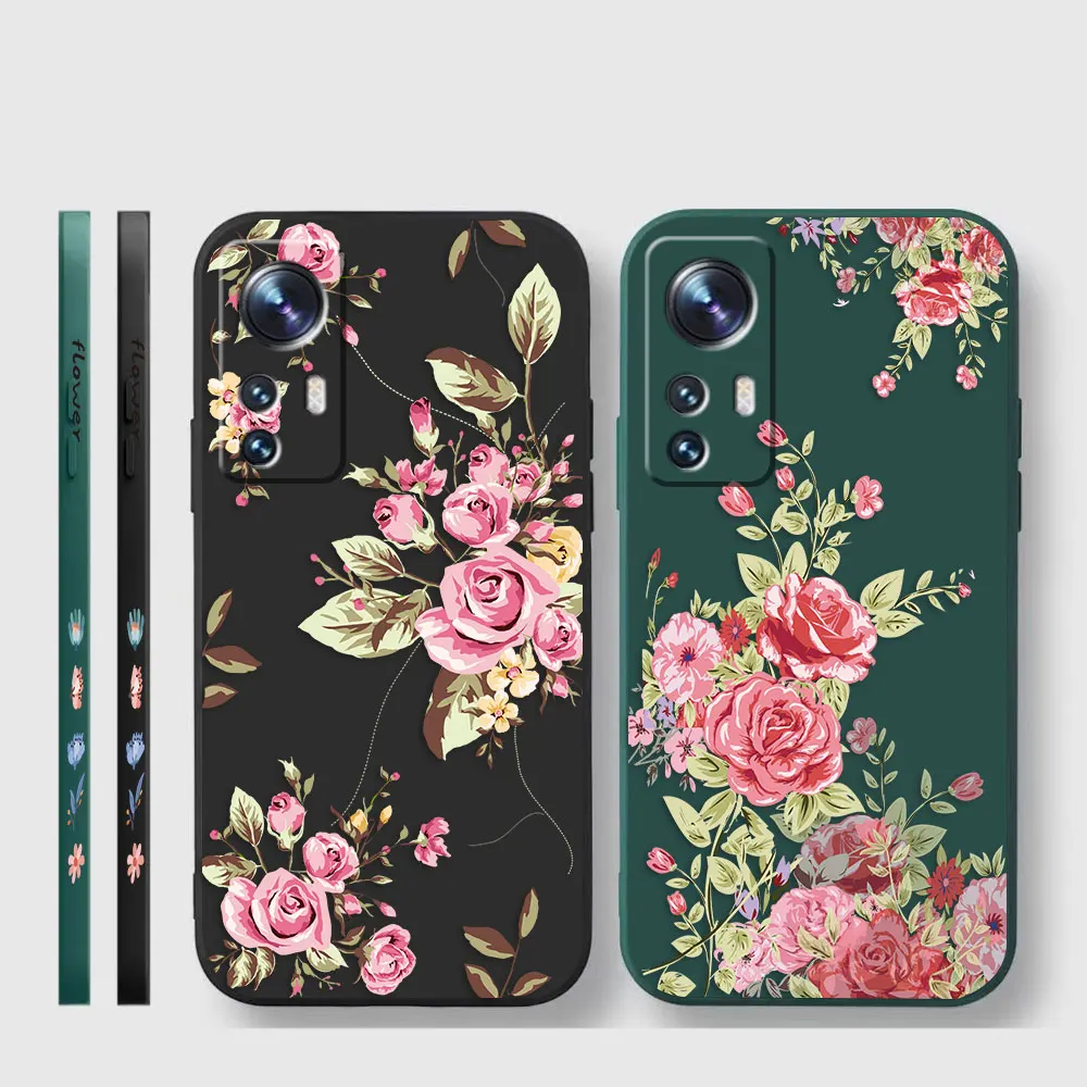 Phone Case For Xiaomi 13 12 12T 12S 11 11T 10 10S 9 Pro Ultra Lite Colour Case Cover Funda Cqoue Shell Capa Pretty Pink Flowers