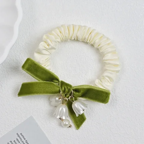 Атласные резинки для волос белого цвета с цветком лилии, очаровательные резинки для волос для женщин и девочек, эластичная резинка для лета, держатель для хвоста