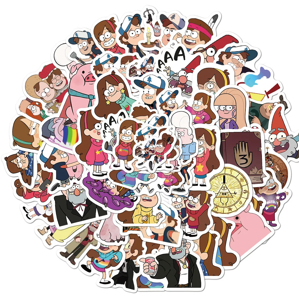 

50pcs Disney Anime Gravity Falls Stickers Mabel Pines Dipper Pines Figures Graffiti Suitcase Computer Helmet Waterproof Stickers