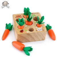 baby wooden radish toy children montessori wooden carrot box toy stuffed with radishes pull out radishes educational puzzle game