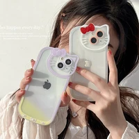 bandai cat head red bow purple and yellow gradient phone case for iphone x xr xs 7 8 plus 11 12 13 pro max 13mini cover