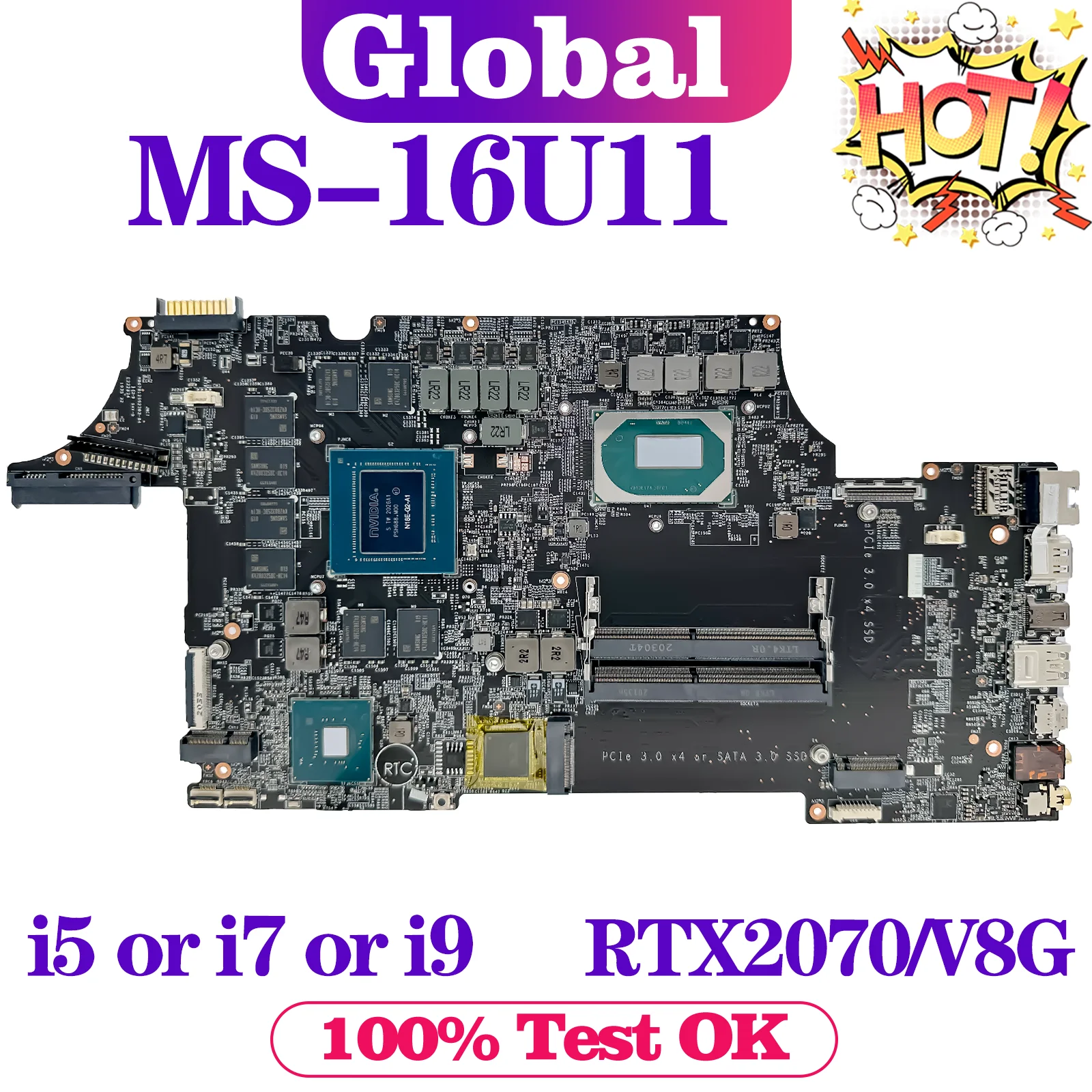 

KEFU Mainboard For MSI MS-16U11 MS-16U1 GE65 Laptop Motherboard i5 i7 i9 9th Gen GTX1660Ti/V6G RTX2070/V8G