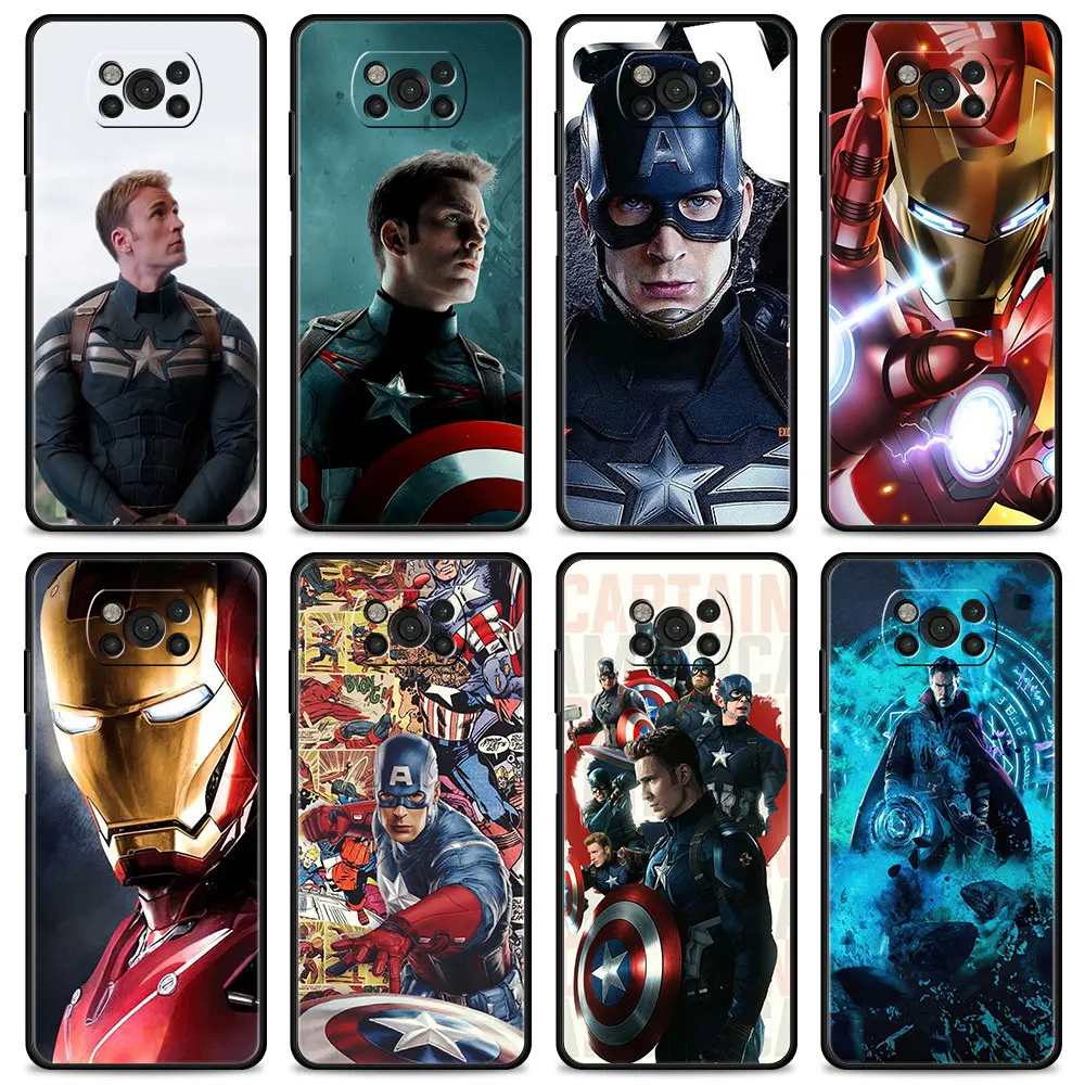 Чехол для Xiaomi Poco X3 X4 NFC M3 M4 Pro чехол Mi 12 12X 11 10T Note 10 A2 Lite 5G 9 SE 9T Captain America Iron Man |