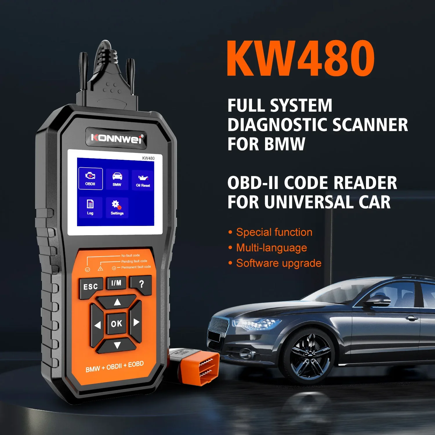 Фото 26 прочных диагностических сканеров KOWWEI KW480 OBD2 для автомобилей, считыватель кодов ODB2, диагностический инструмент для BMW (полная система)/KW208/KW510/KW850/KW206 №5