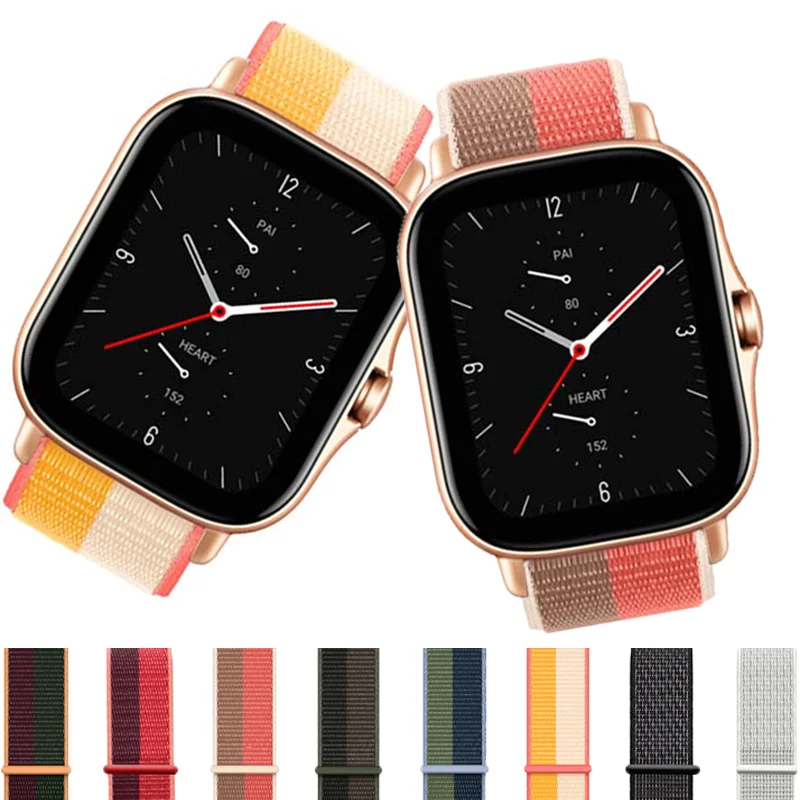 

22mm 20mm Nylon Loop Women Strap for Xiaomi Huami Amazfit GTS Smart Watch Wearable Wrist Bracelet For Amazfit Bip Lite Watchband