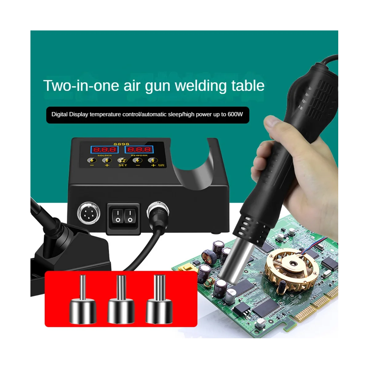 Паяльная станция 2 в 1 с ЖК-дисплеем