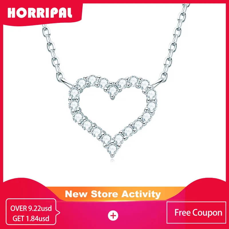 

HORRIPAL D Color Moissanite Heart Shape O Chain Refined Necklace 925 Silver 18k Platinum Plated Birthday Ceremony Gift For Woman