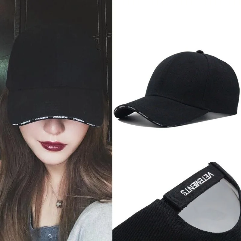 VETEMENTS Embroidered Letters Caps Summer Men And Women Solid Color Baseball Caps Curved Sun Visor Hip-Hop Hats Sport Adjustable