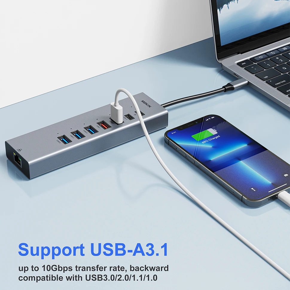 Док-станция MOKiN 10 в 1 для MacBook Air/Pro iPad ноутбука Thunderbolt — функции USB3.0 HDMI 4K60 Гц PD 100 Вт