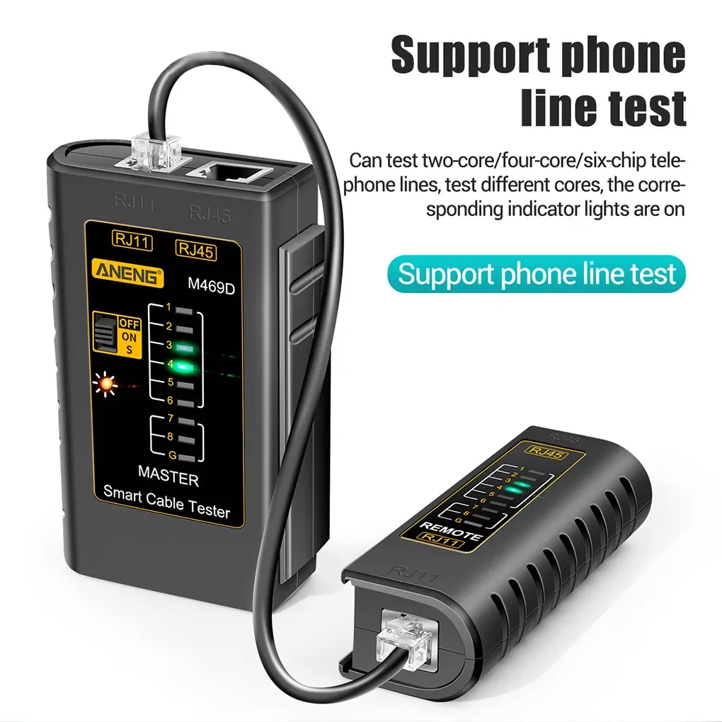 

NEW2023 M469D RJ45 Cable lan tester Network Cable Tester RJ11 RJ45 RJ12 CAT5 UTP LAN Cable Tester Networking Tool network Repair
