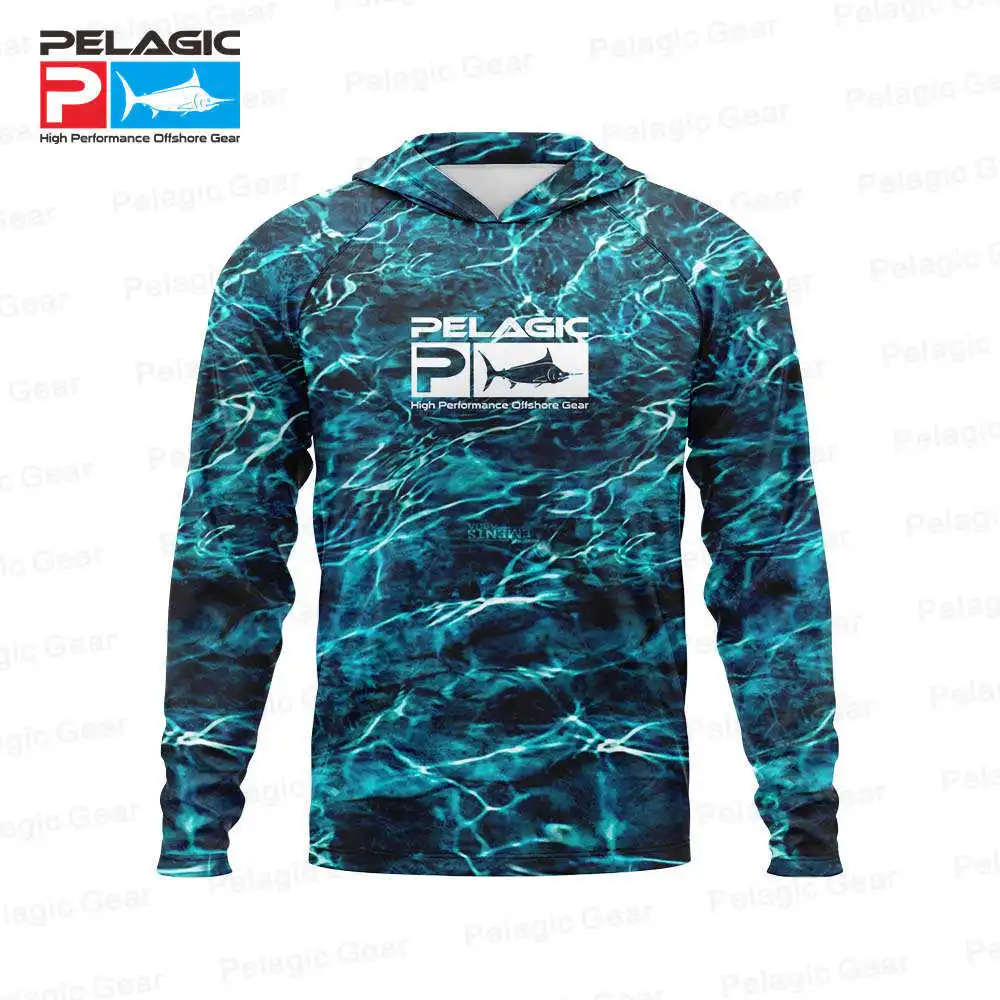 New Pelagic Gear Hoodie Fishing Shirts Men Long Sleeve Quick Dry Sweatshirt Summer Dresses Breathable Jersey UV Fishing Clothing 2
