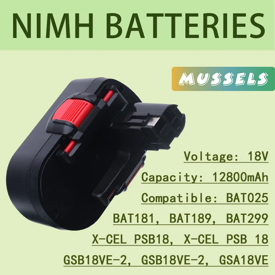 

For Bosch 18V 12800mAh BAT025 Rechargeable Battery Ni-CD Power Tool Bateria For Drill GSB 18 VE-2, PSR 18VE, BAT026