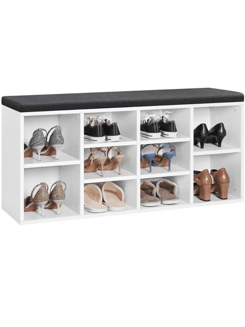 

Скамейка для хранения обуви SmileMart, 10 кубиков, деревянная, пенопластовая и тканевая, белая