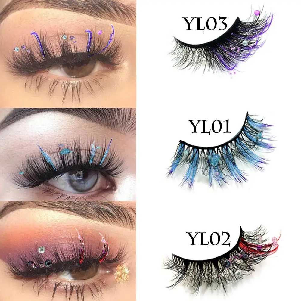 

Pairs Eye Extension Tools False Lashes Handmade Fluffy Wispy Mermaid's Tears Pearl Decorative False Eyelashes Colorful