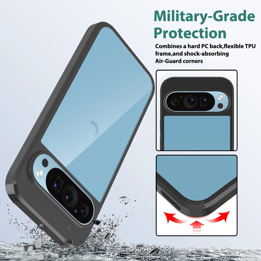 Противоударный акриловый прозрачный жесткий чехол для Google Pixel 9 Pro 8A 8 7A 7 6 нежелтый