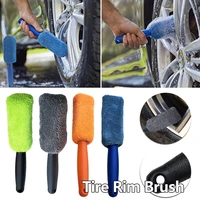 1pc car wash portable microfiber wheel tire brush wheel motorcycle wash cleaning for car with plastic handle auto washing tool