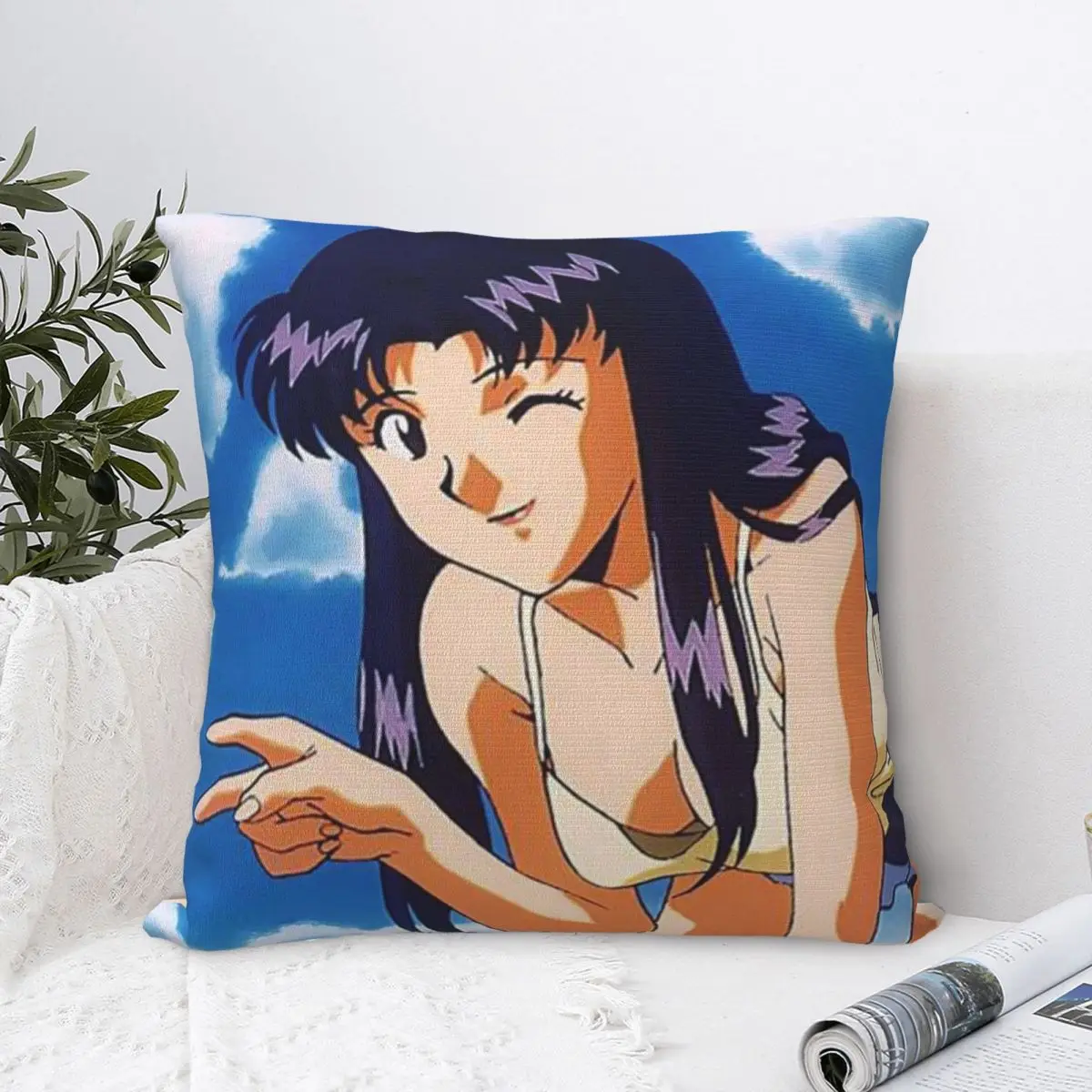 

Квадратная наволочка Misato Katsuragi с фотографией, наволочка для подушки, декоративная подушка, Полиэстеровая наволочка для домашнего дивана