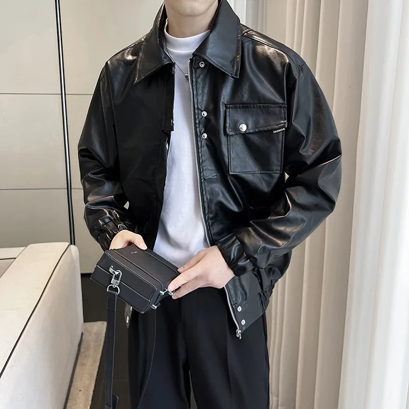 Модное брендовое пальто из искусственной кожи с карманом мужская американская