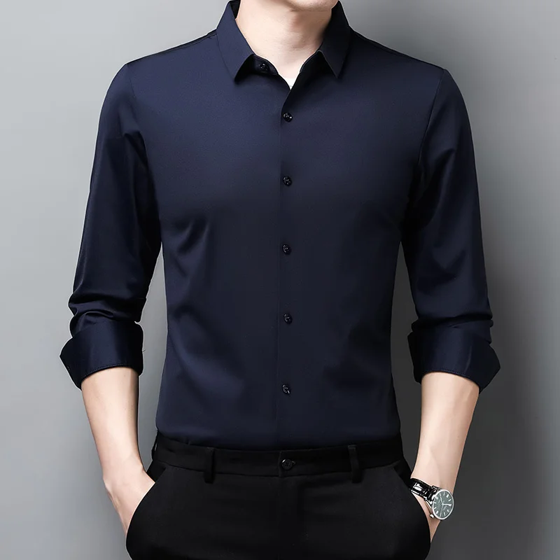 Clothing Non-iron рубашки Men High Male Social White s quality Luxury Long Sleeve Shirts % мужские  Silk