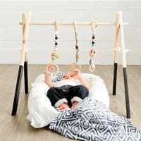 wooden baby play gym frame activity gym hanging bar with 3 gym baby toys natural gift for newborn baby