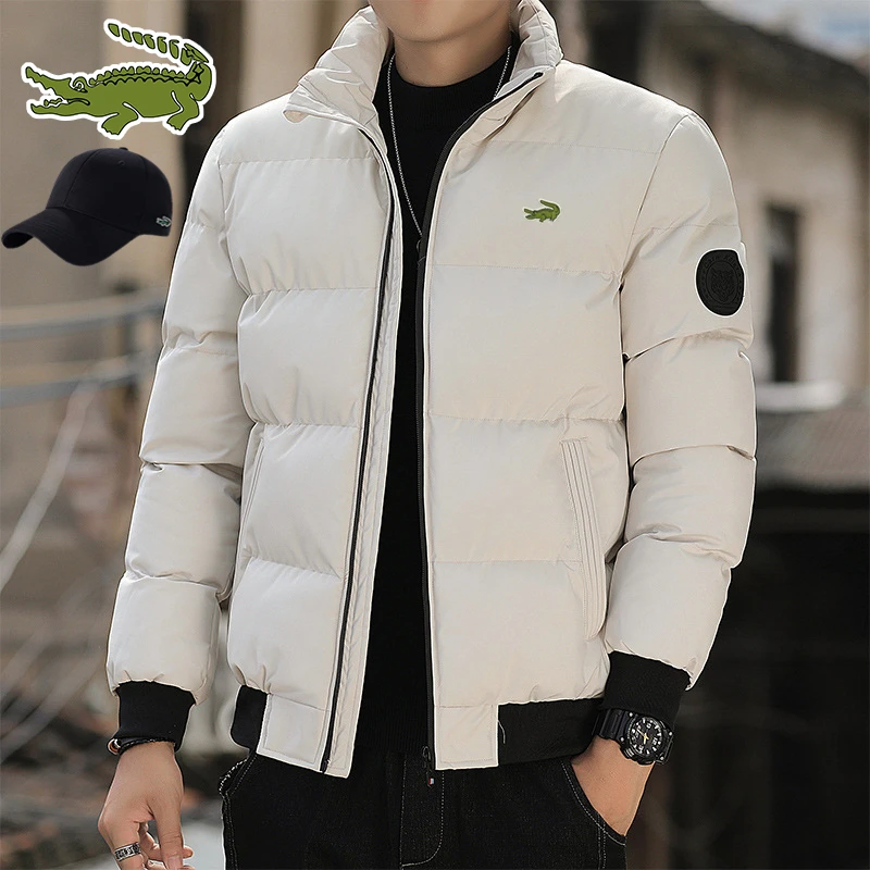 2023 Fashion Padded jacket men's trend winter loose solid color casual thickening jacket collar cold protection large size shor