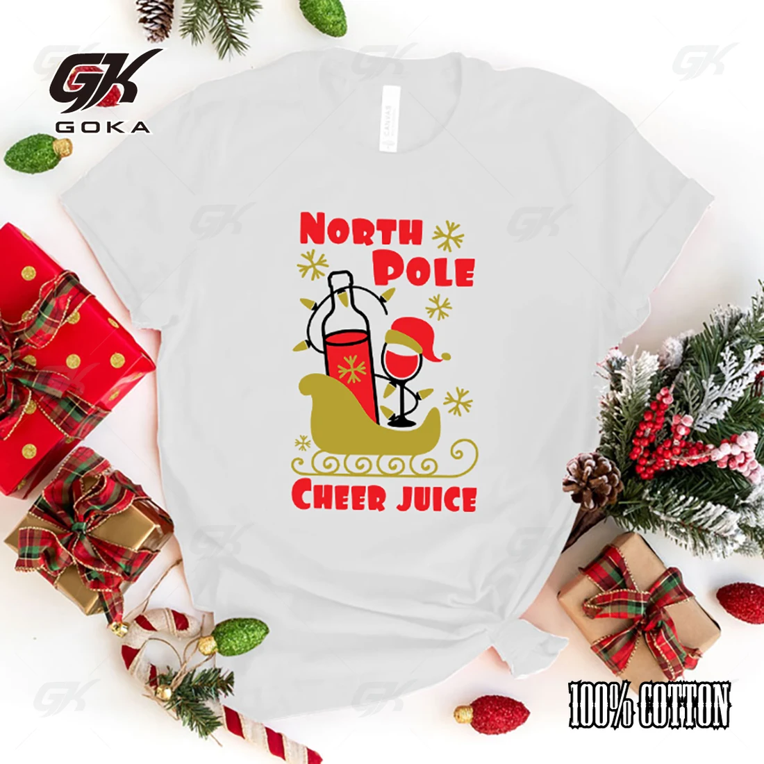 Горячие рождественские футболки с принтом North Pole Cheer Juice для женщин забавная