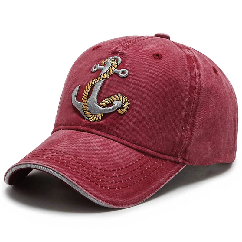 

Men's Ship Anchor Wash Embroidered Baseball Caps For Women Hats Retro Leisure Trucker Duck Tongue Cap Male Outdoor Sunscreen Hat
