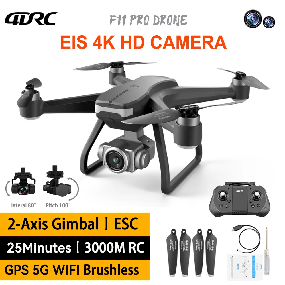 

2-Axis Gimbal Anti-shake GPS Brushless Drone F11 Pro 4K Dual Camera Aerial Photography Foldable Aircraft RC Distance 3KM Toy