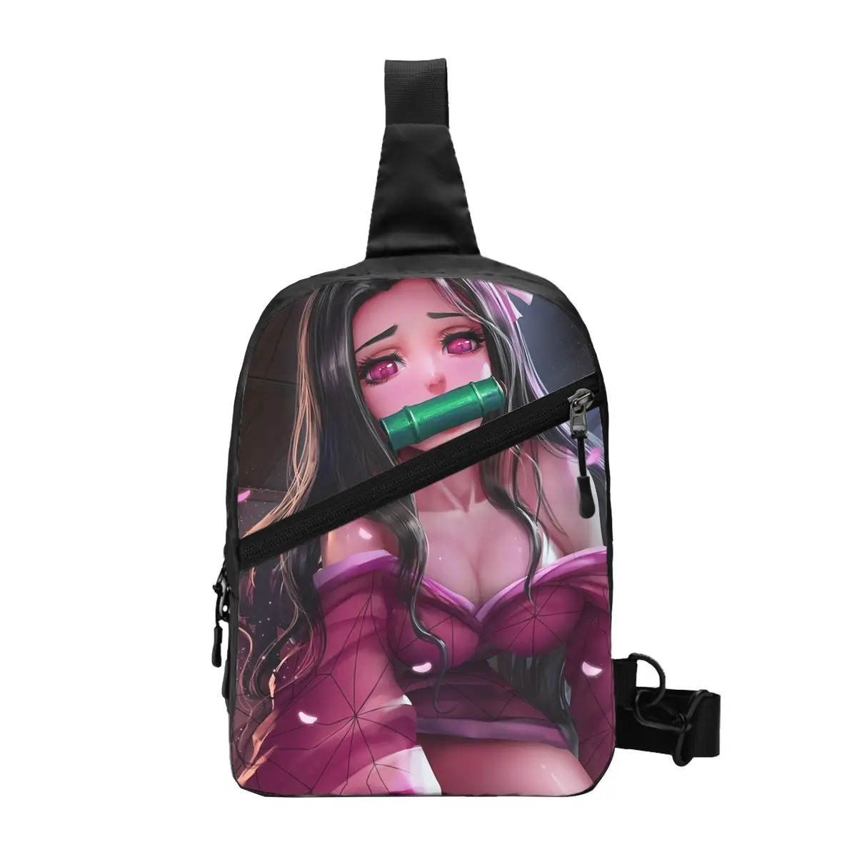 

Nezuko Kamado Demon Slayer Sling Crossbody Backpack Men Custom Kimetsu No Yaiba Chest Shoulder Bag for Travel Hiking Daypack