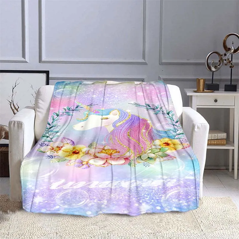 

Фланелевое Одеяло с принтом единорога, теплое мягкое легкое одеяло для гостиной, дивана, кровати