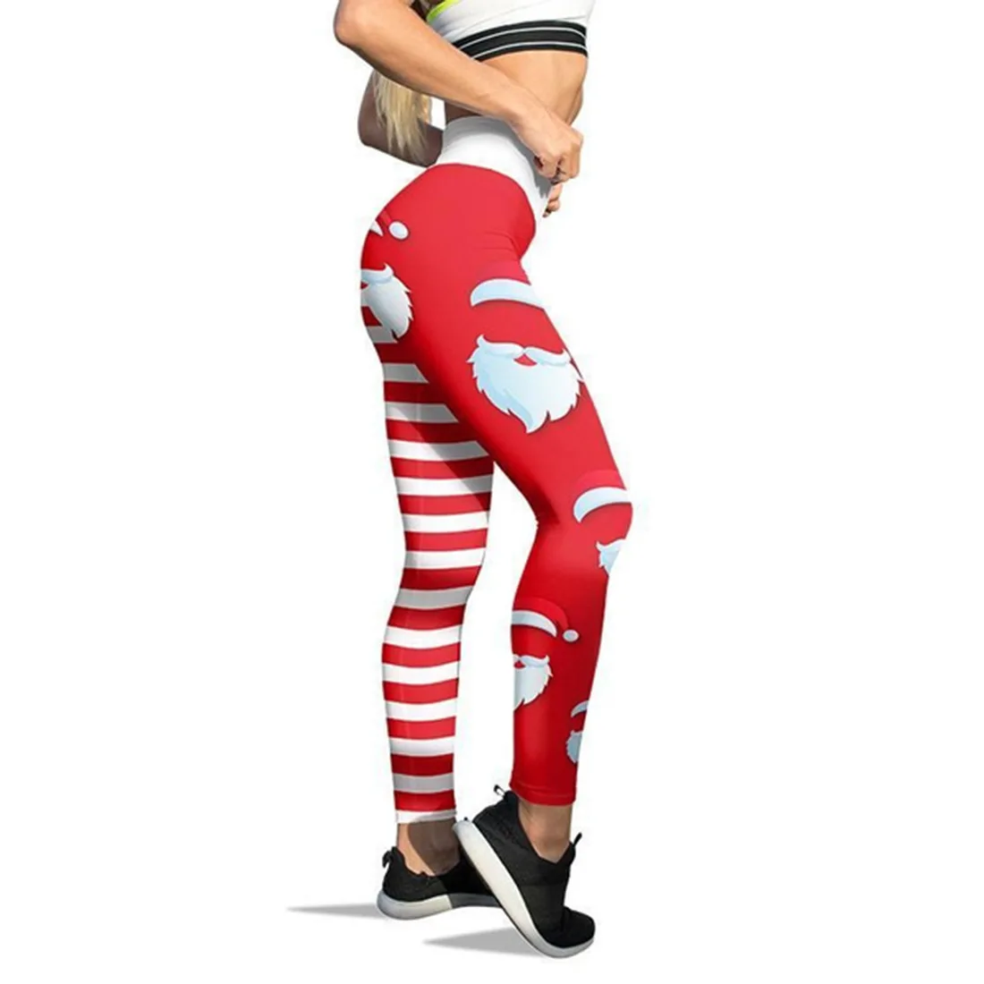 2022 Happy Christmas High Waist Elasticity Printed Cartoon Santa Cute Leggings Women joy Sexy GYM Pants Xmas Leggings