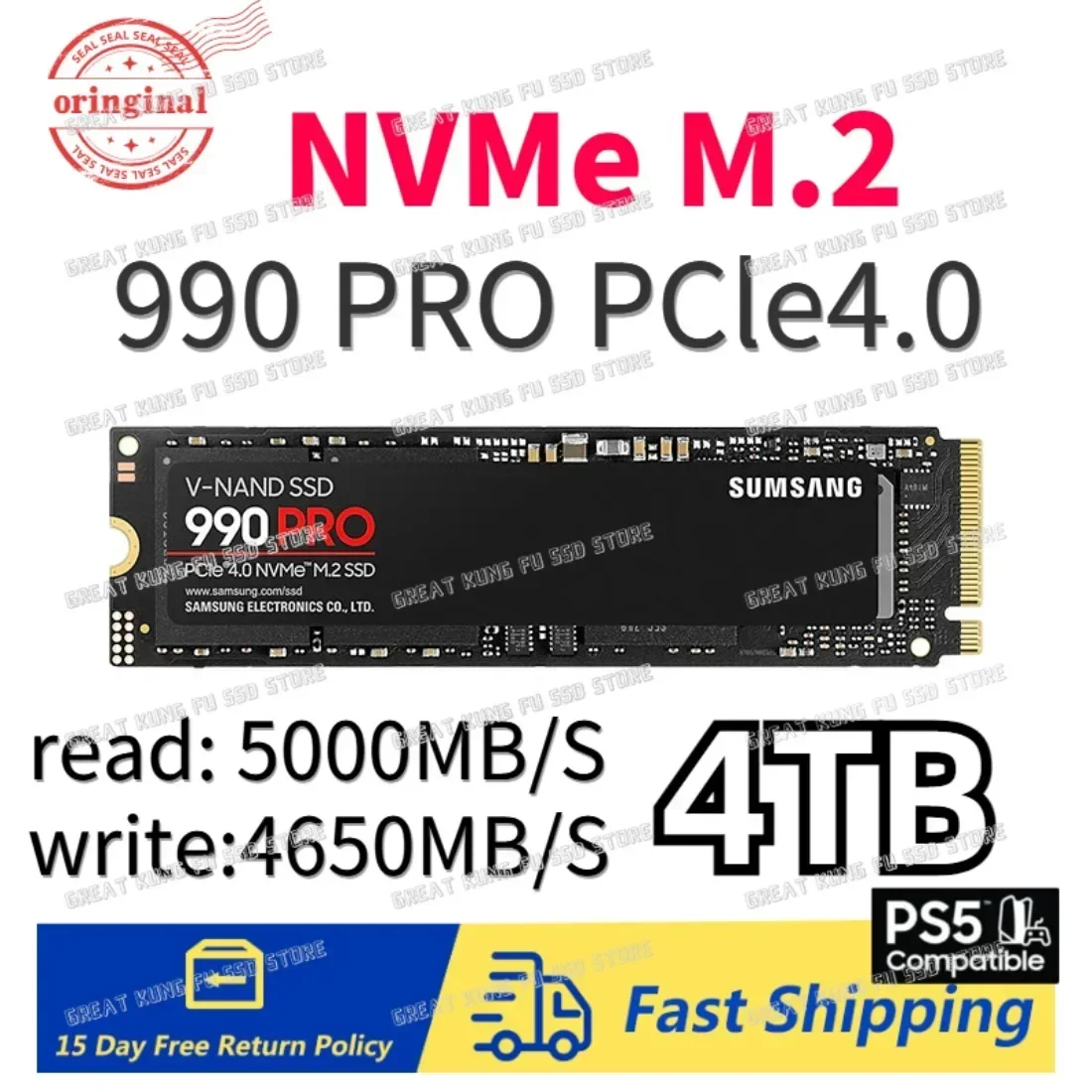 2024 Новый твердотельный накопитель 990 PRO с радиатором 1 ТБ 2 4 PCIe Gen 0x4 NVMe 0 M.2 2280