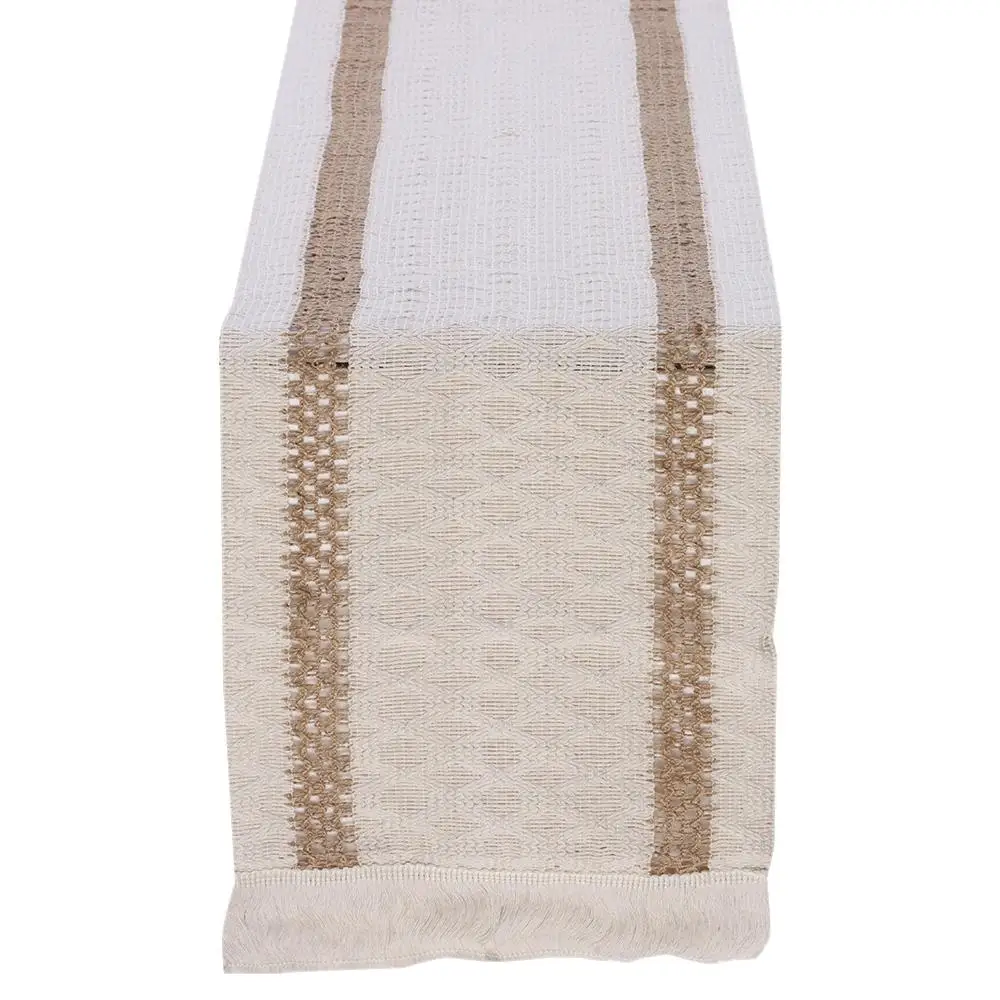 Бежевые Резные Скатерти 12x72 Дюйма Хлопково-льняная Ткань Свадебные Флаги Для