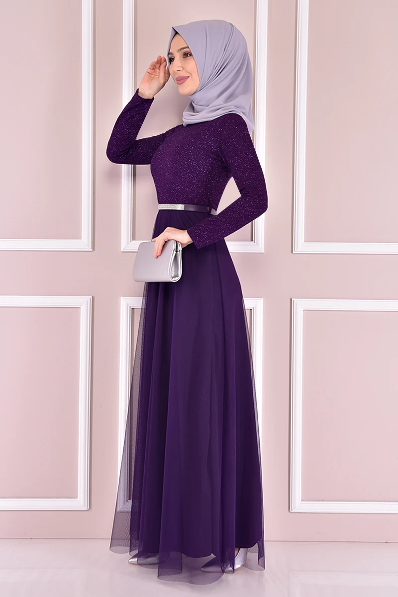 Модное серебристое вечернее платье, фиолетовая Женская одежда, платья для женщин, хиджабы, женское платье, яркое арабское EFY20040