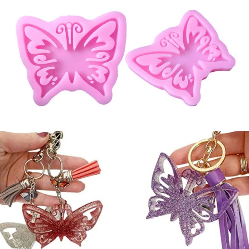 

2x Cute Fashion Butterfly Pendant Silicone Mold Animal Style Polymer Clay Mould Keychain Backpack Decor Epoxy Resin Mold