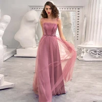 elegant dusty rose prom gown lace appliques strapless and sleeve backless a line floor length evening gown vestidos de gala